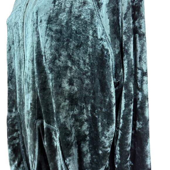 Spa by Chicos Womens Crushed Velvet Hooded Full Zip Jacket Loungewear sz 3 / XL - Picture 9 of 16